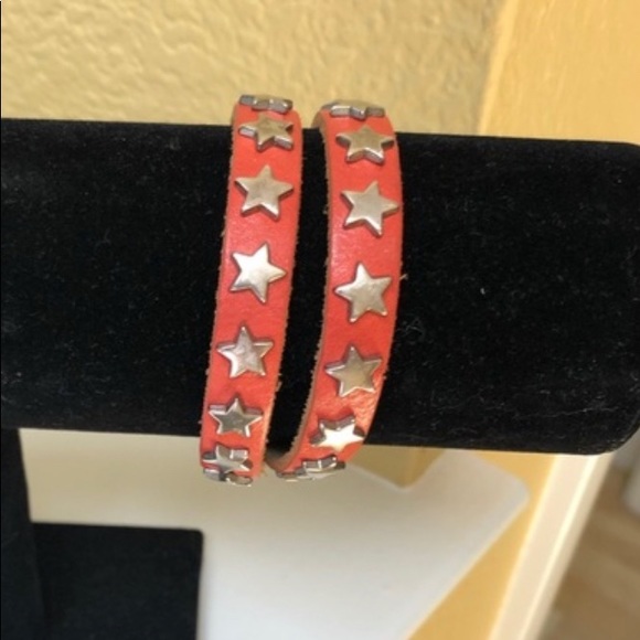 100% Leather Wrap Bracelet Sterling Silver Stars - Picture 7 of 10